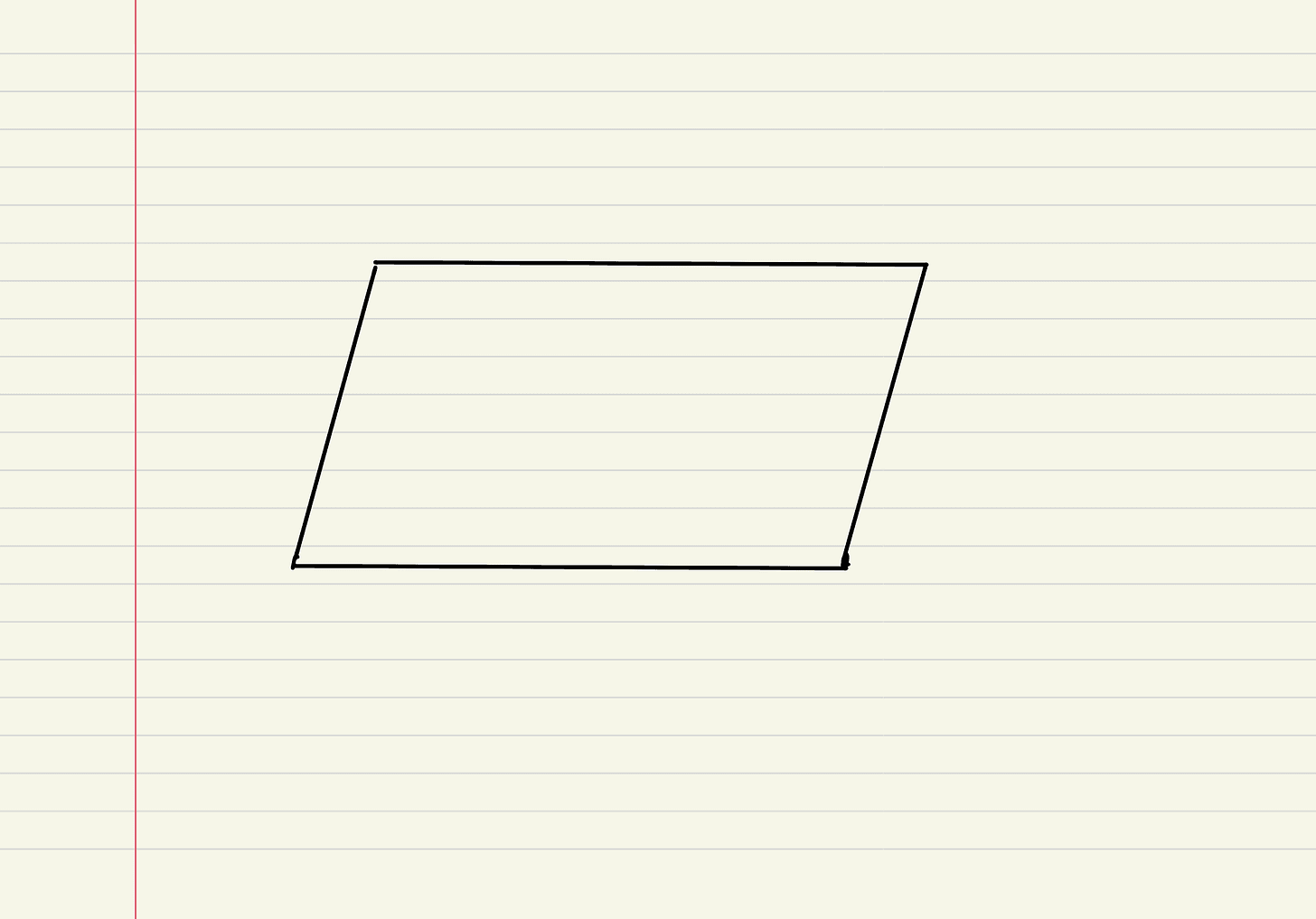 A parallelogram with opposite sides marked equal