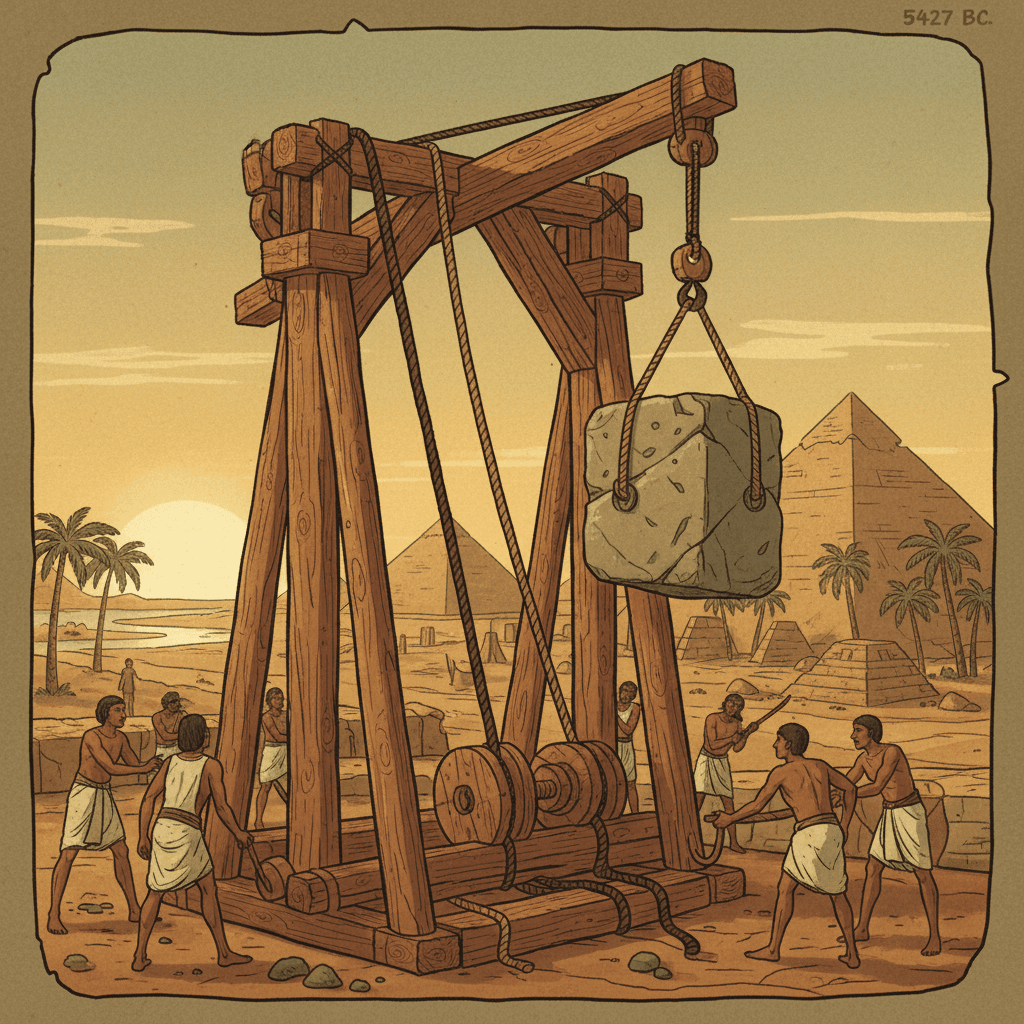 Ropes on a crane — one pulls the load up, the other lowers it down, because a rope can only pull