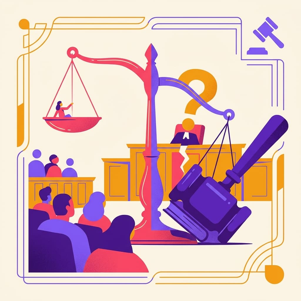 Scales of justice tilting under the weight of different probability questions — asking the wrong question leads to the wrong answer